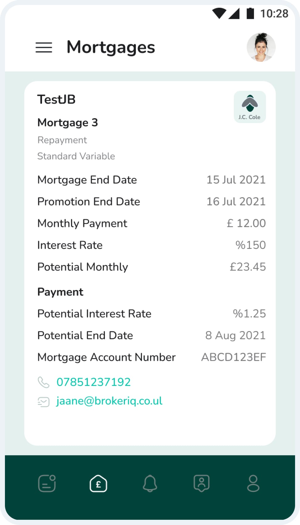 A mobile screenshot with mortage info